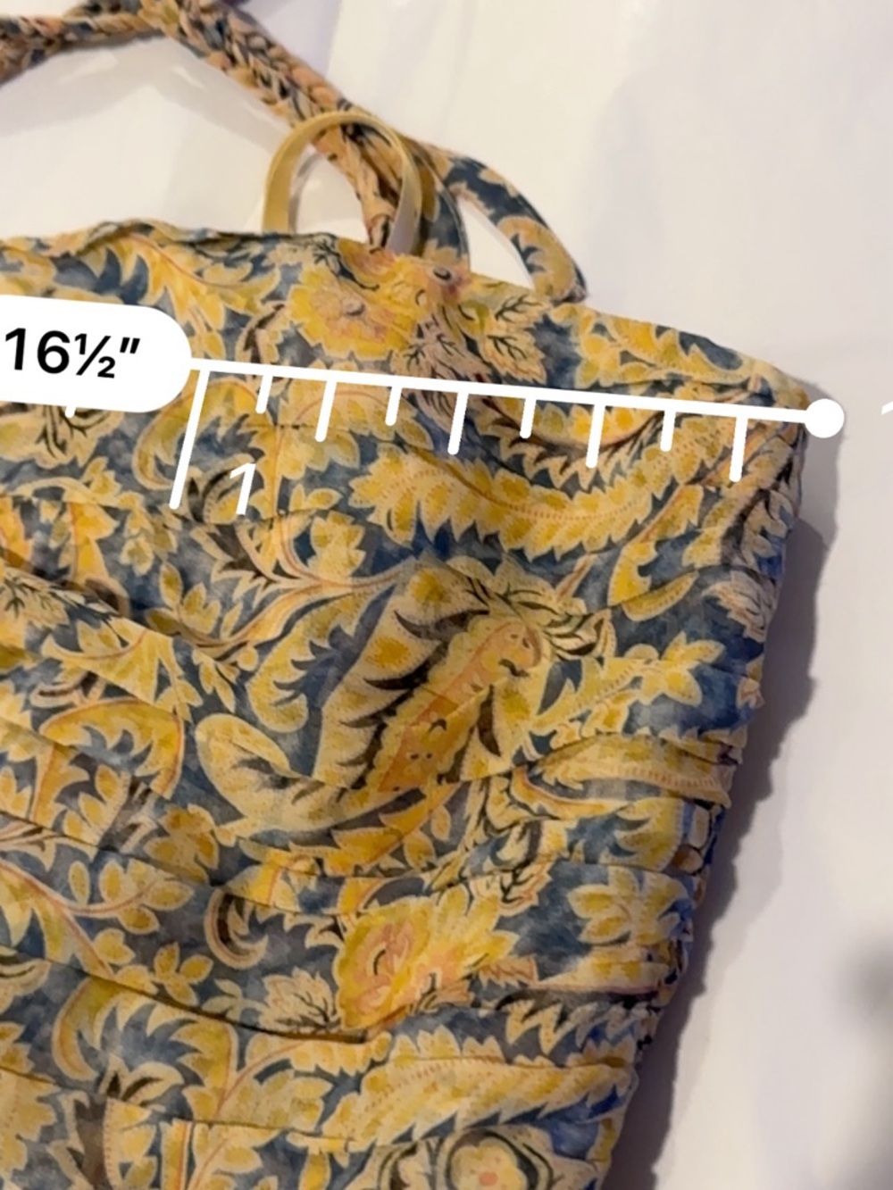 Veronica Beard Yellow and Navy Floral Strapless Peplum Top - Picture 4 of 4